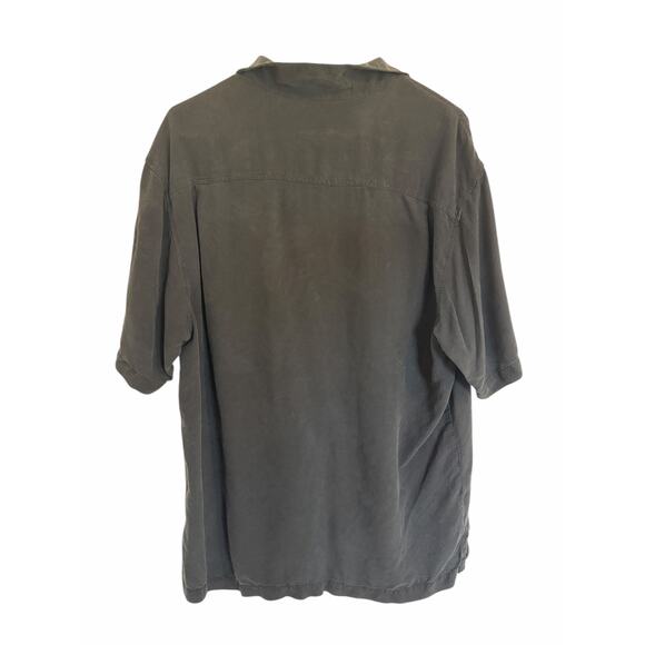 Tommy Bahama Men's Large Black Short Sleeve Collar Tropical Print Button Up - Picture 7 of 9